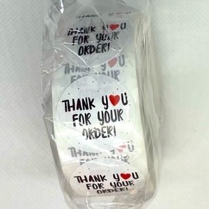 Thank You Stickers Roll - 1" diameter, 500 labels